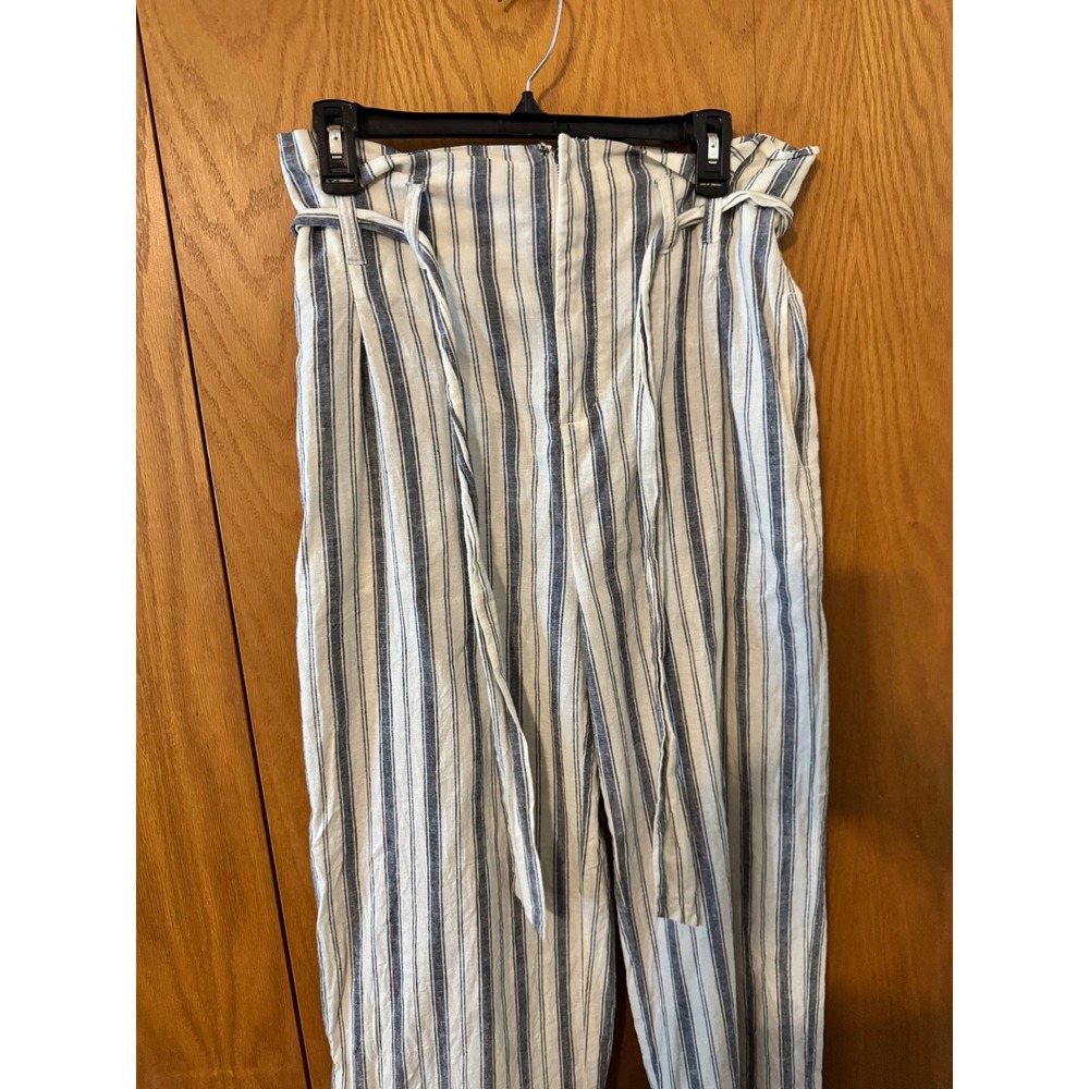 Rachel Rachel Roy Striped Wide Leg Paperbag Waist Pants Blue White Size 6 - Picture 4 of 4